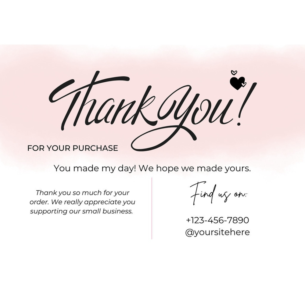 Handmade Thank You Card For You Business Set Of 100
